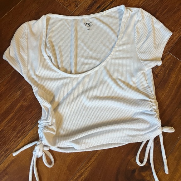 adorable white PacSun crop top. Low cut,can easily be dressed up or dressed down - Picture 1 of 3